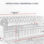 3-seater Chesterfield sofa dimension diagram