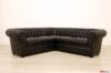 Schwarzes Leder Chesterfield Ecksofa