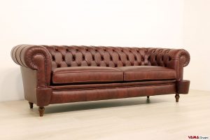 Chesterfield Sofa Mailand 3-Sitzer in Leder Vintage Bordeaux