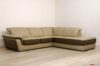 Braunes und beiges Leder modernes Ecksofa