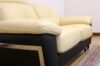 Zweifarbiges Sofa aus gelbem und braunem Leder