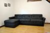 Schwarzes eckiges Doppelsofabett aus Leder