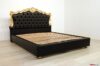 Barockes Doppelbett in Schwarz und Blattgold