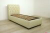 Beigefarbenes Leder Chesterfield Einzelbett