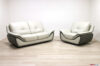 Modernes Wohnzimmer in dickem grauem Leder