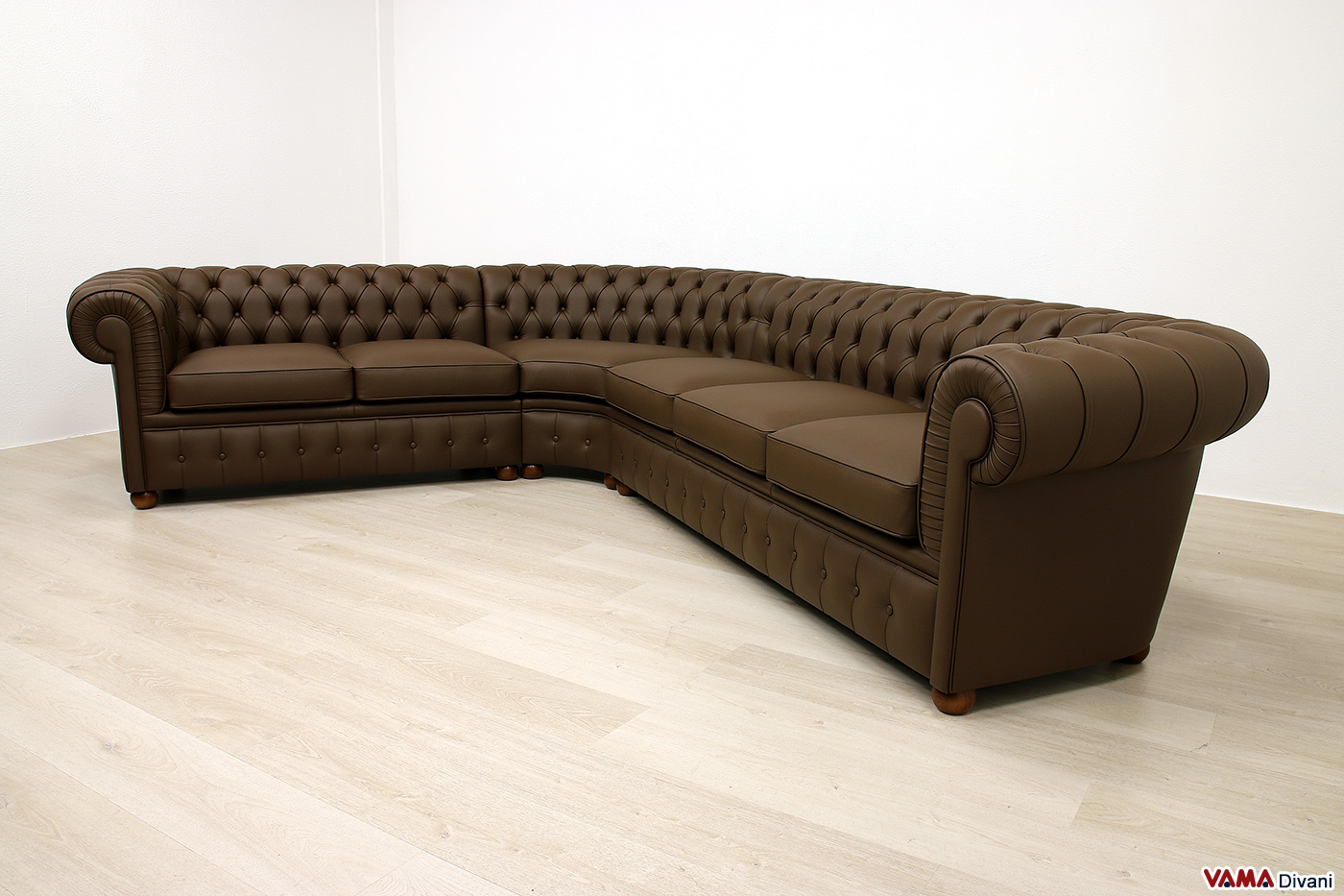 Braunes Leder Chesterfield Ecksofa