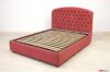 Doppelbett Capitonné mit Staukasten aus rosa Mikrofaserstoff