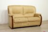 Zweisitziges Sofa aus beigefarbenem Leder und Holz
