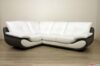 Modernes Ecksofa aus grauem und weißem Leder