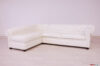 Chesterfield-Ecksofa aus elfenbeinfarbenem Leder mit Halbinsel