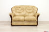 Klassisches 2-Sitzer-Sofa mit hoher Rückenlehne aus Leder und Holz