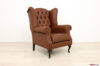 Sessel aus braunem Leder und Capitonné bergere