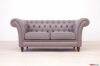 2-Sitzer-Sofa im Chesterfield-Stil aus weichem, taubengrauem Leder