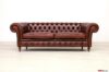 Handgealtertes rostfarbenes Leder Chesterfield Roma Sofa
