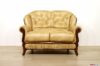 Klassisches 2-Sitzer-Sofa aus Holz und Leder mit hohen Füßen