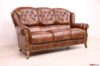 Klassisches 3-Sitzer-Sofa aus braunem Leder und Holz