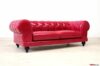 Fuchsia vintage Leder modernes Chesterfield Sofa mit schwarzen hohen Füßen