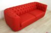 Rotes Leder 3-Sitzer Steppsofa