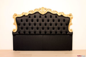Barockes Betthaupt in Schwarz und Blattgold