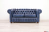 Vintage blau Leder Chesterfield 2-Sitzer Sofa