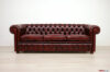 Antikes rotes Leder Chesterfield 3-Sitzer Sofa