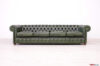 Englisches grünes 4-sitziges Chesterfield-Sofa aus handgealtertem Leder
