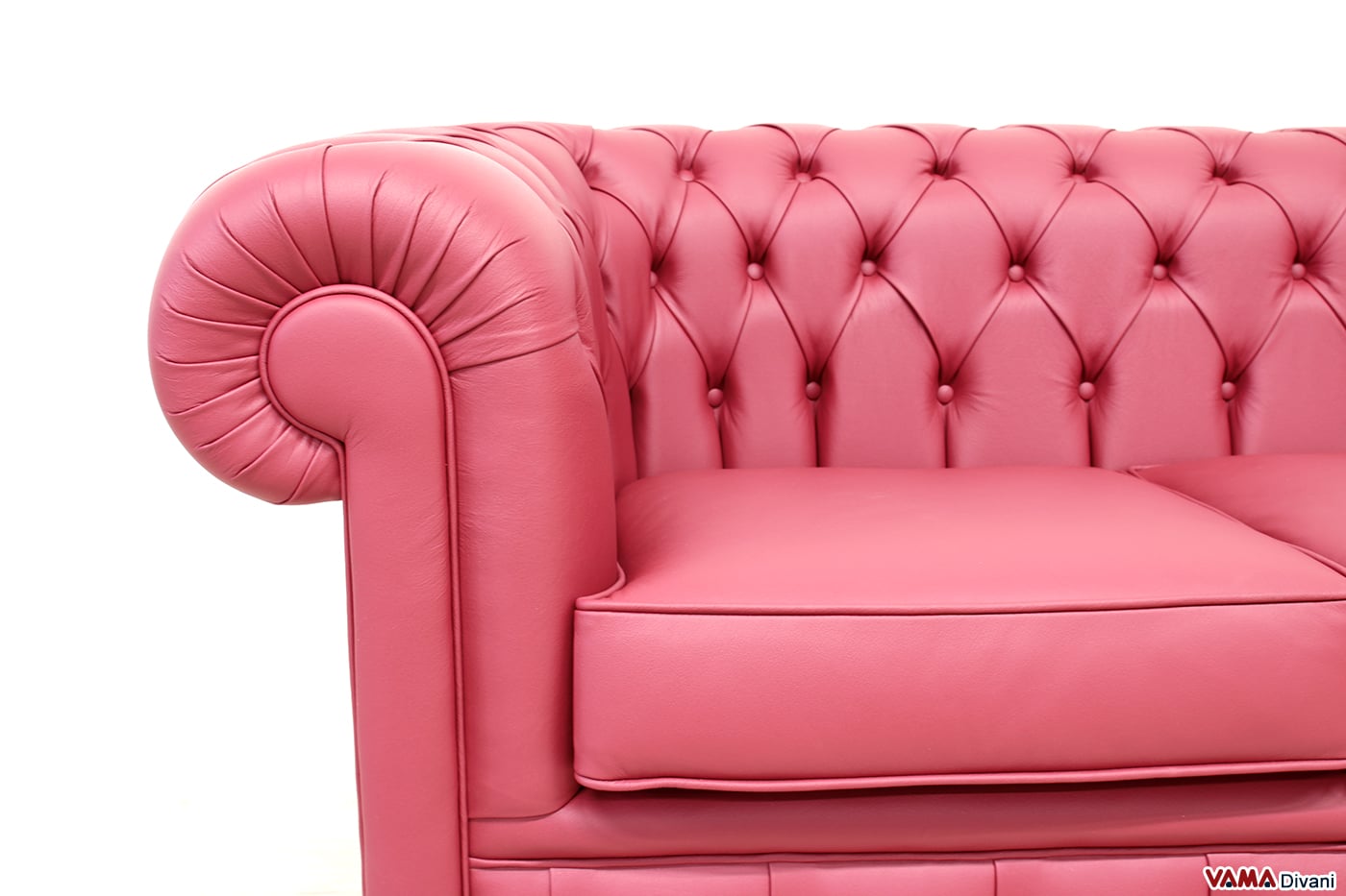 Armlehne und Sitzfläche Chesterfield Sofa Echtleder dunkelrot