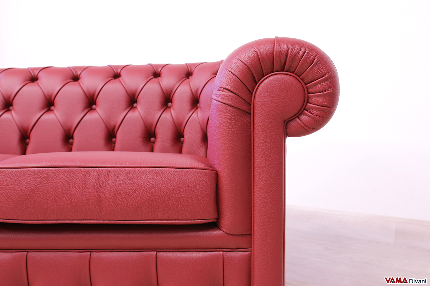 Armlehne 3-Sitzer Chesterfield Sofa carminrot