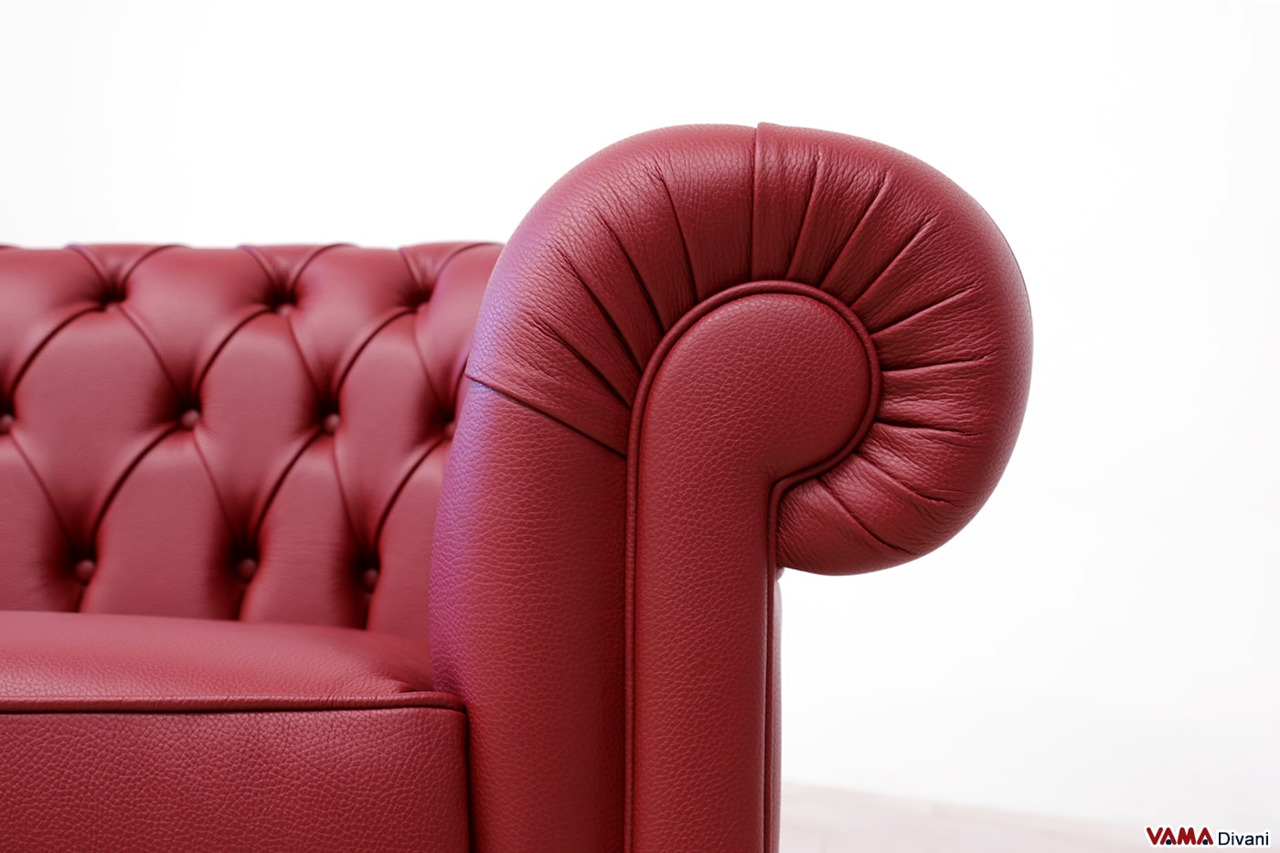 Armlehne Chesterfield Sofa bordeauxrotes Dickleder
