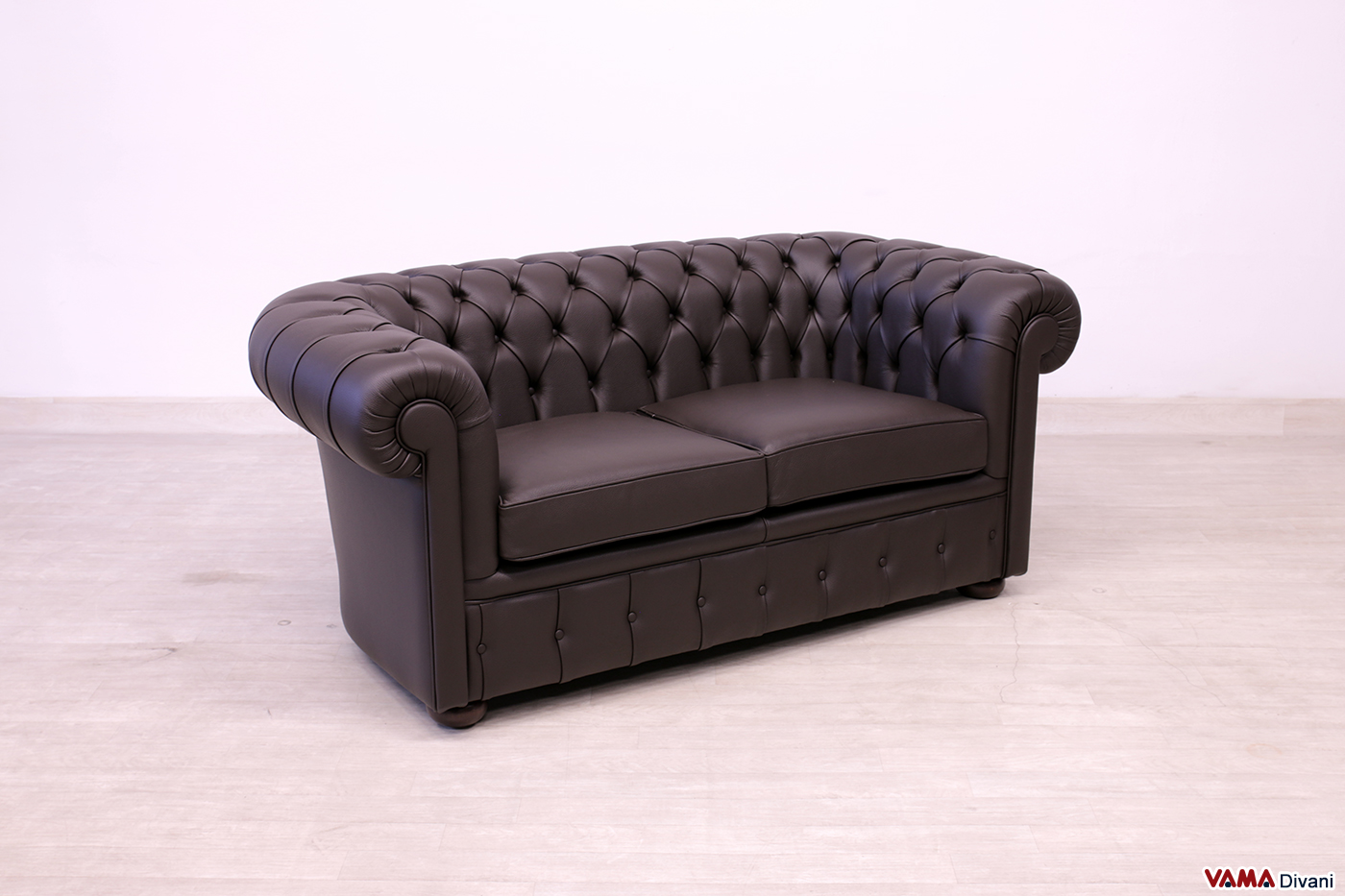 2-Sitzer Chesterfield Sofa in Schokoladenbraun